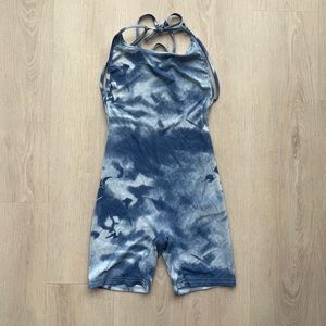Blue Tie-Dye Biker Short Romper